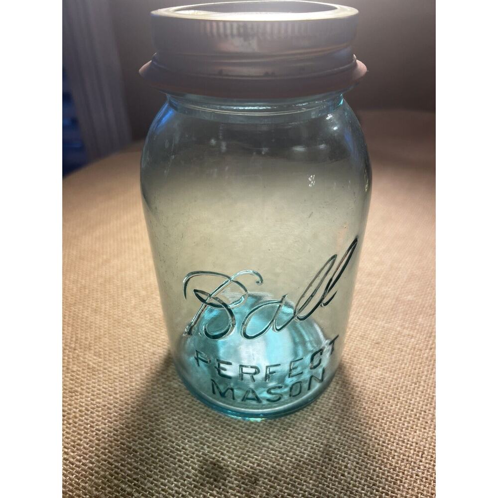 Vintage Blue Ball Perfect Mason Quart Jar #8 Circa 1923-1933